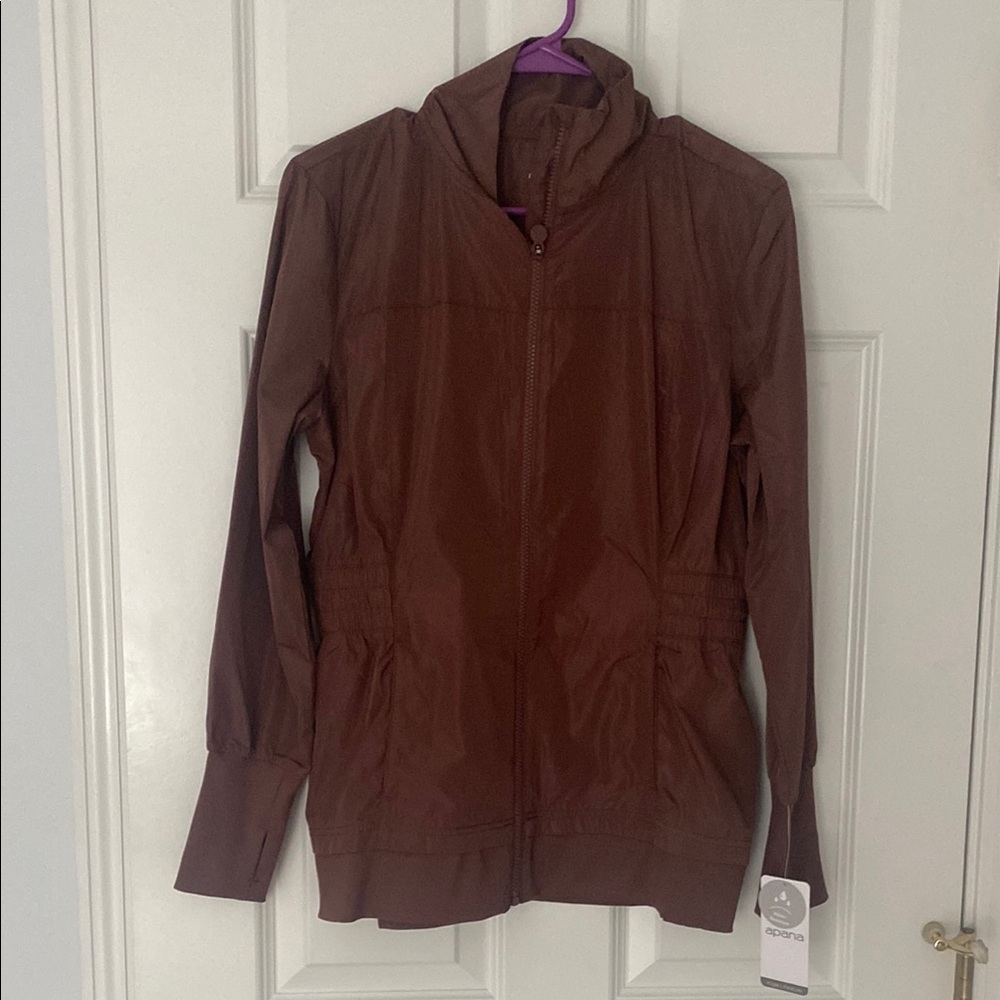 NWT. Alana Brown Utility Jacket with Hood and Full-Length Zipper
